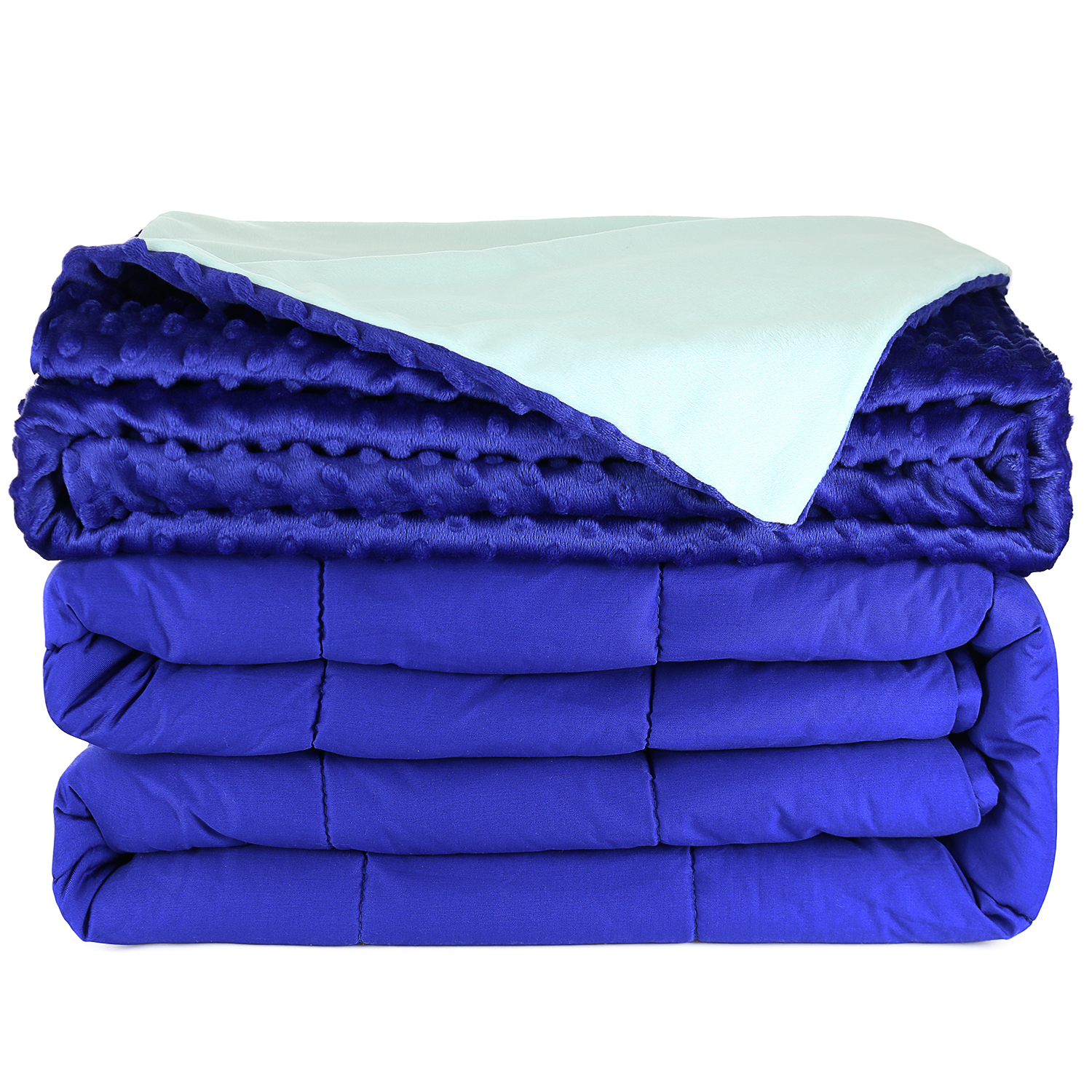 15 lbs Weighted Blanket, 100% Cotton W/Glass Beads 60"x80" Blue - W