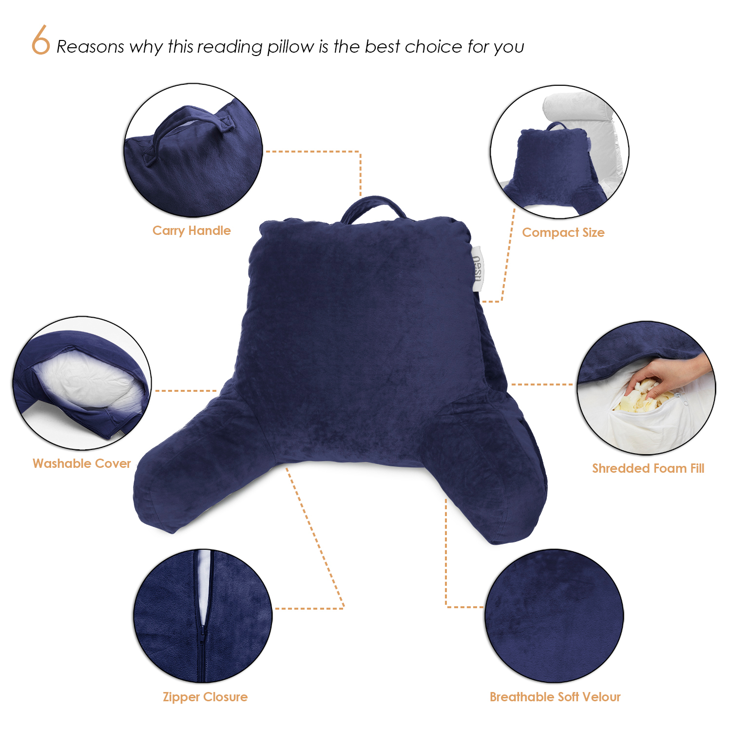 bed rest pillow with arms