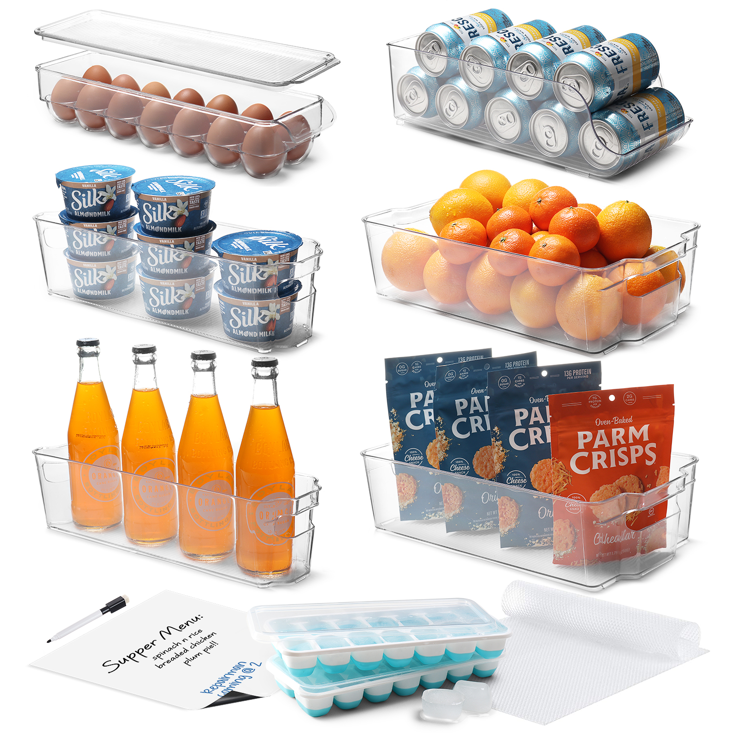 SimpleHouseware Freezer Organizer Storage Bins, Clear, Set of 8 