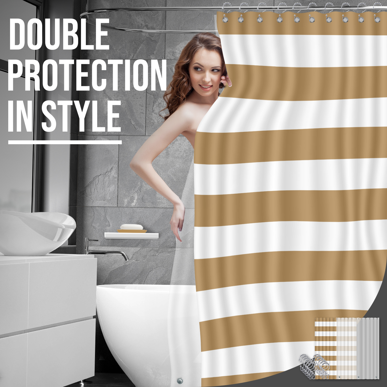 Clara Clark 9 Piece Complete Bathroom Accessories Kit with Shower Curtain Set - Hunter Green