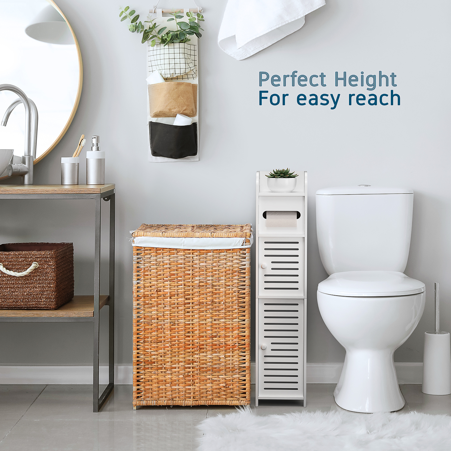 Small Bathroom Storage Cabinet, Toilet Paper Storage Shelf Stand