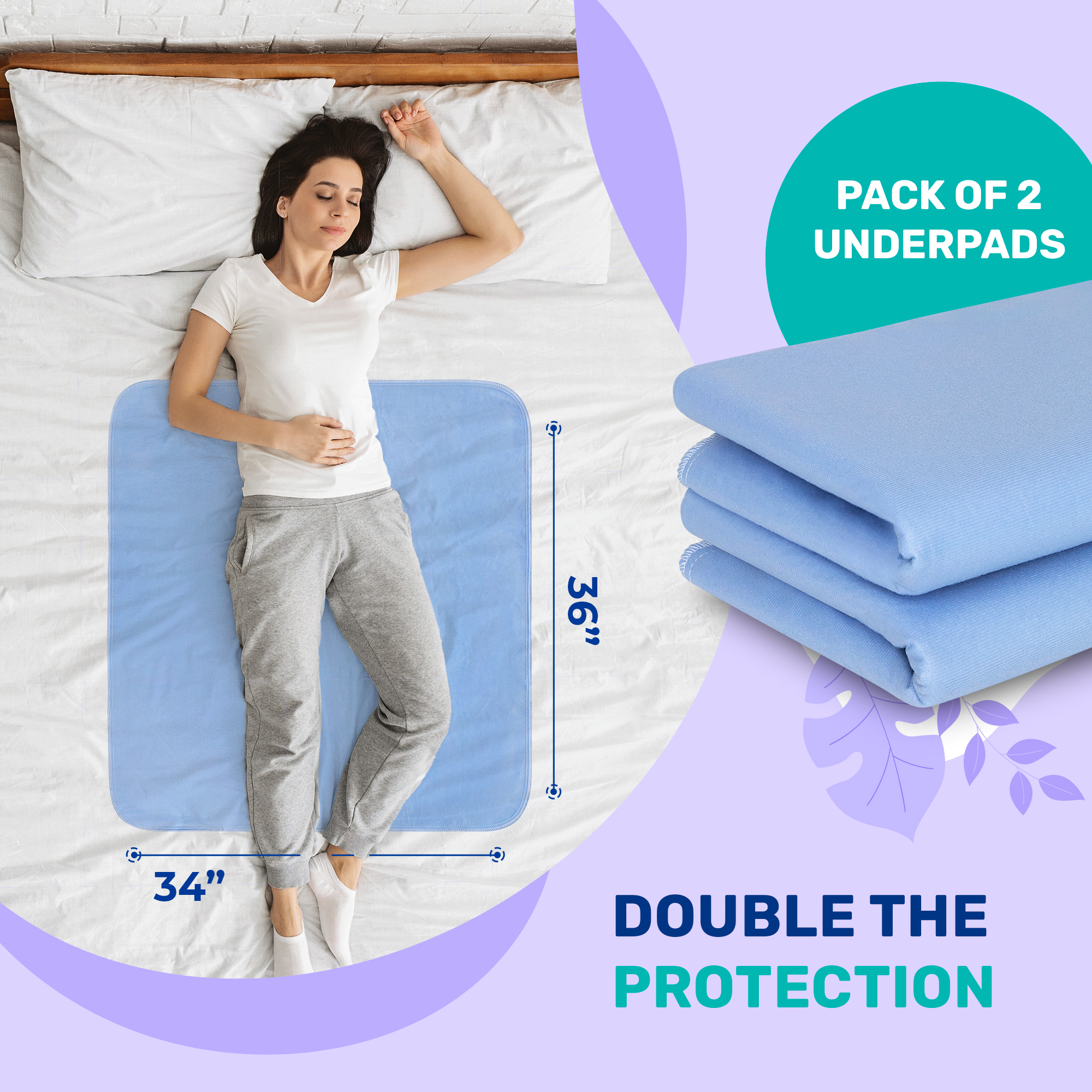 Bed Pads for Incontinence 34 x 36 Washable, Waterproof Kid